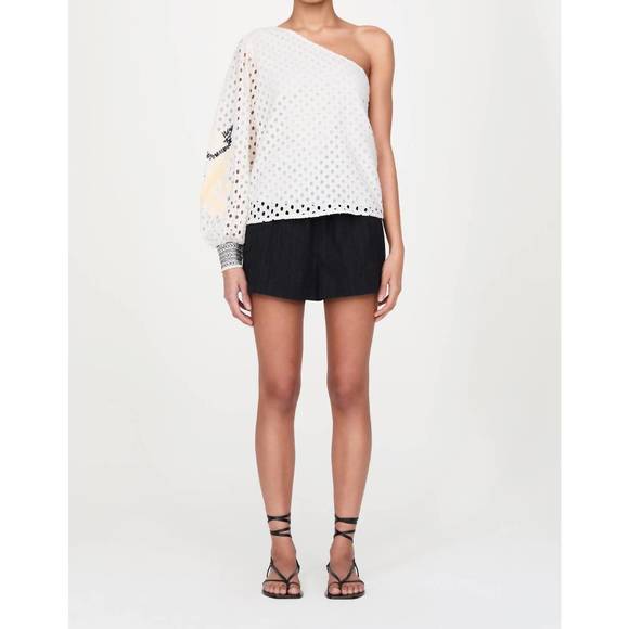 NEW MARIE OLIVER tish one shoulder top in raffia - Picture 4 of 5